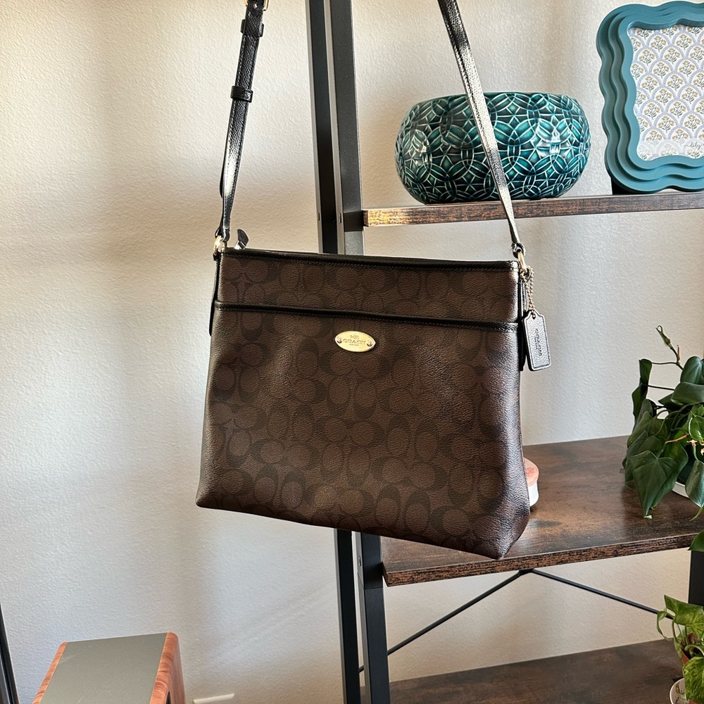 Brown Signature Coach Crossbody Bag